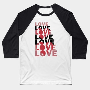 stacked word love with red hearts Baseball T-Shirt